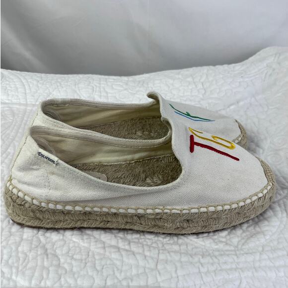 Soludos Women 8.5 Cream Espadrilles Slip On Summer Vacation Loafer with TGIF - Picture 10 of 10